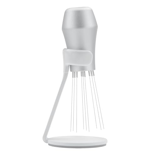 Normcore Wdt Distribution Tool With Stand V3, 9 Prong Needle Espresso Stirrer, 18 Needles 0.25mm / 0.3mm Thick Spring Wires, Weiss Distribution Technique, Anodized Aluminum Handle, Silver