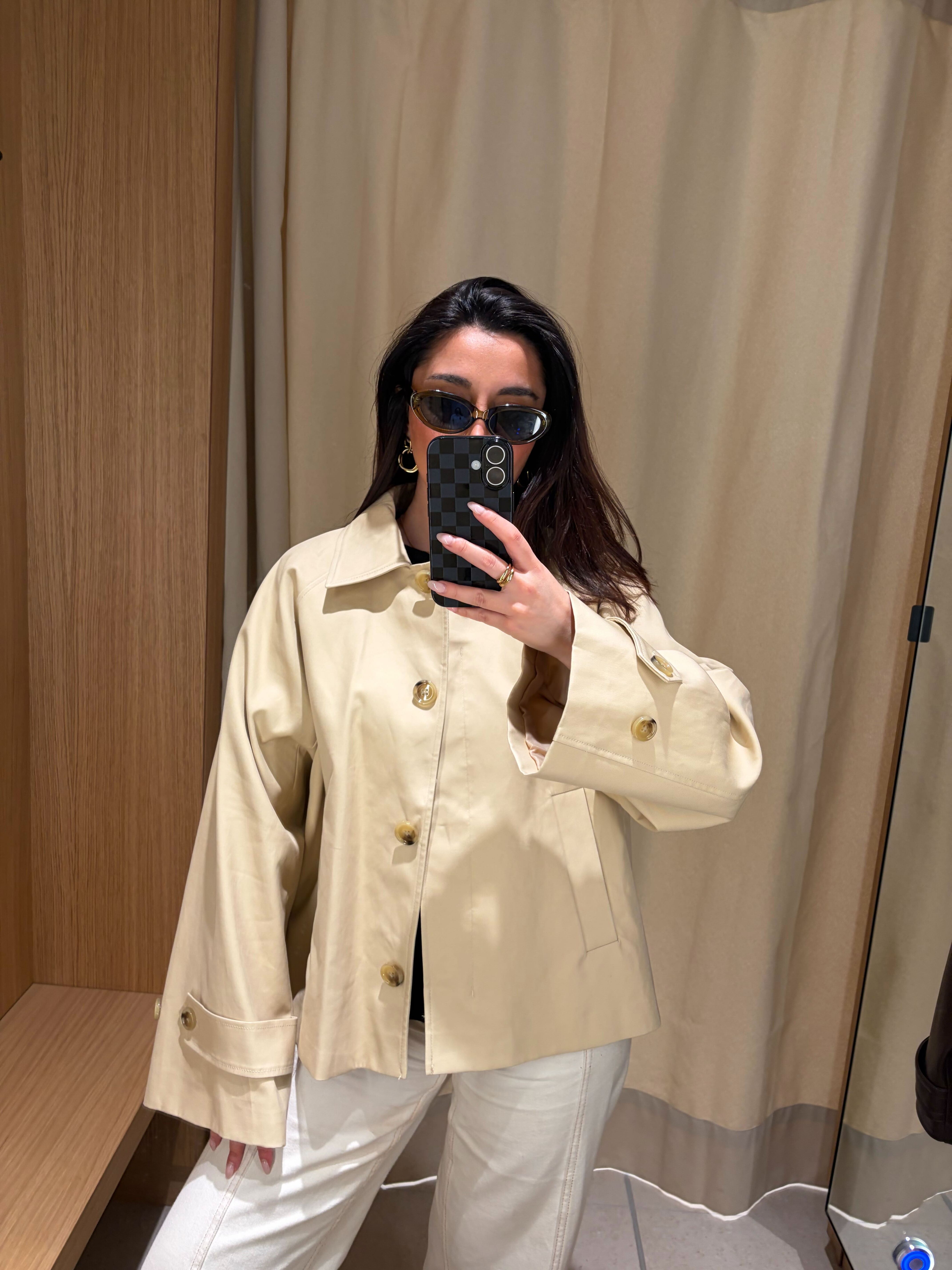 Marina wearing a Mango jacket
