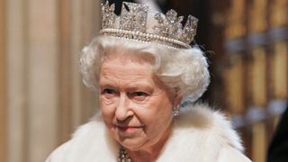 Queen Elizabeth II wears the Diamond Diadem made by Rundell, Bridge & Rundell
