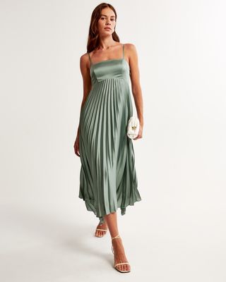 Abercrombie & Fitch + Satin Cowl Back Slip Midi Dress