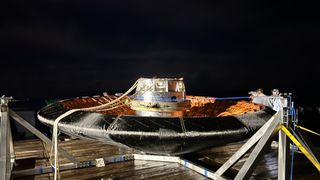 NASA's inflatable heat shield LOFTID after its test spaceflight.