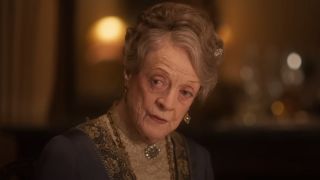 Dame Maggie Smith asks for cliches at dinner in Downton Abbey: The Motion Picture.