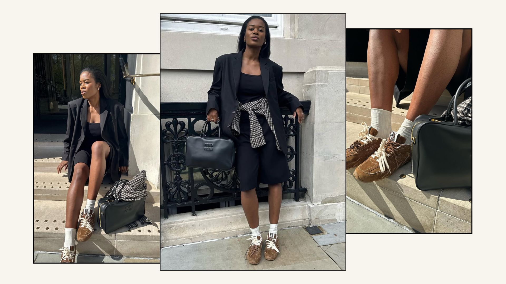 @nlmarilyn wears Miu Miu X New Balance trainers