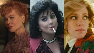 Nicole Kidman in Being the ricardos, Lady gaga in House of Gucci, and Kristen Stewart in Spencer