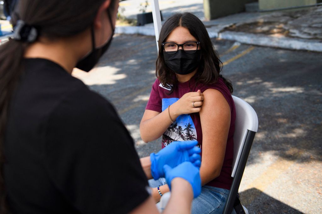 Audrey Romero receives COVID-19 vaccine