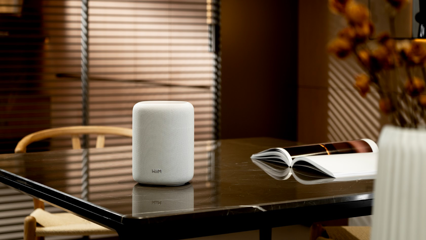 Lifestyle image of the WiiM Sound Lite in white