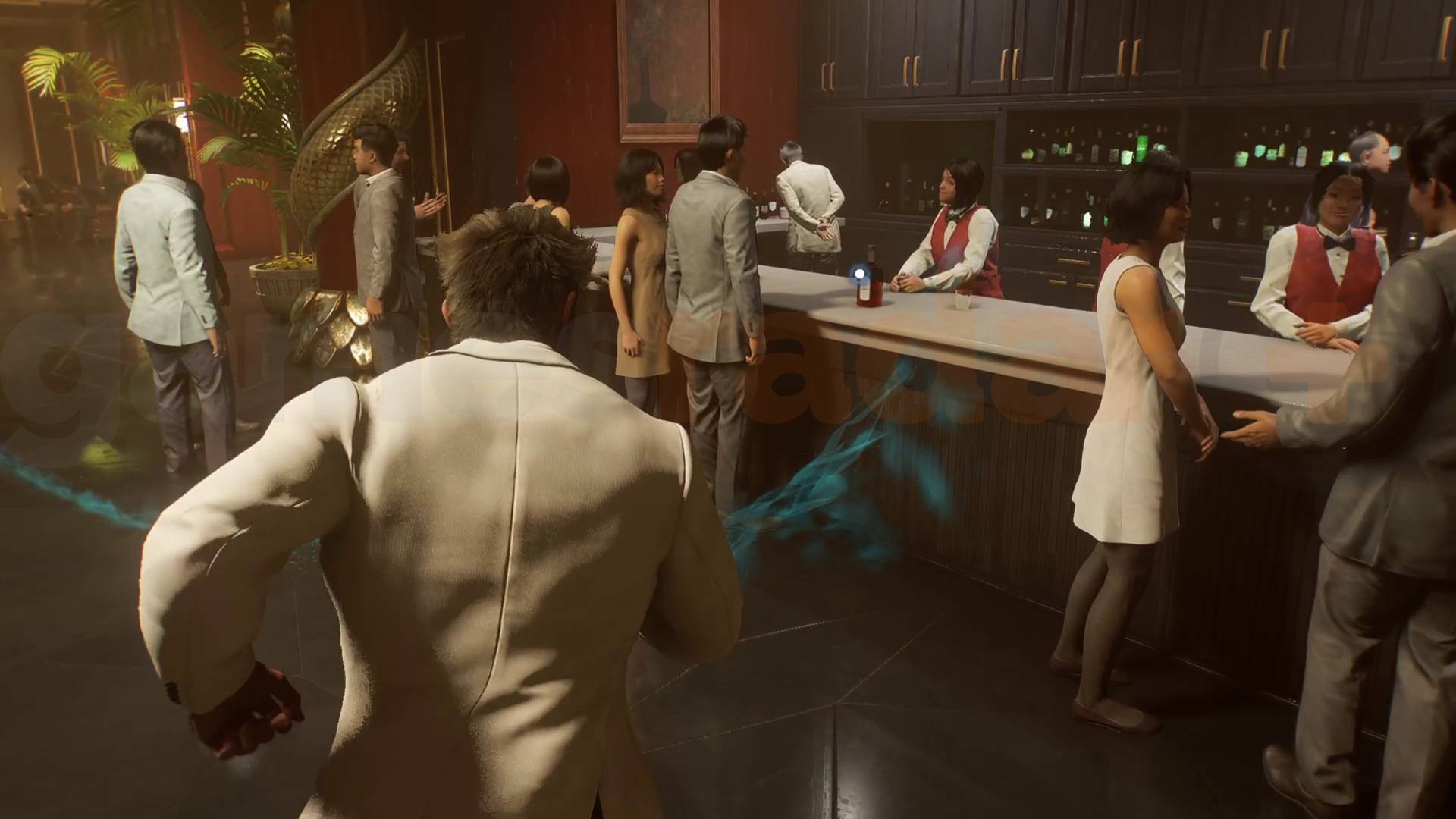 Marvel's Wolverine whiskey bottle on casino bar in Roll the Dice