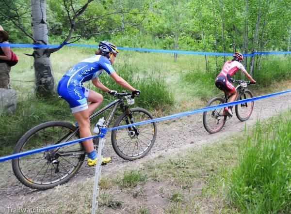 Chloe Woodruff (Backcountry.com) taking a turn at the front mid-race