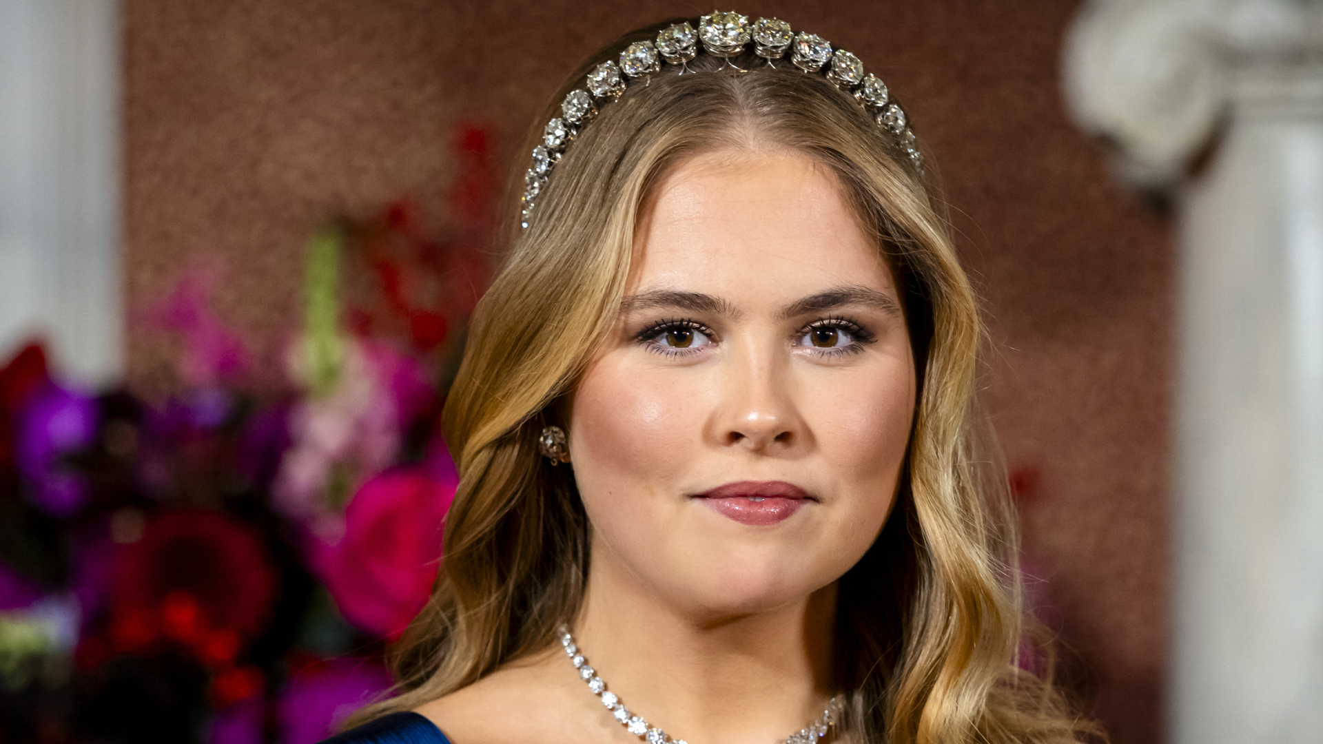 Princess Catharina-Amalia in a tiara and diamond necklace