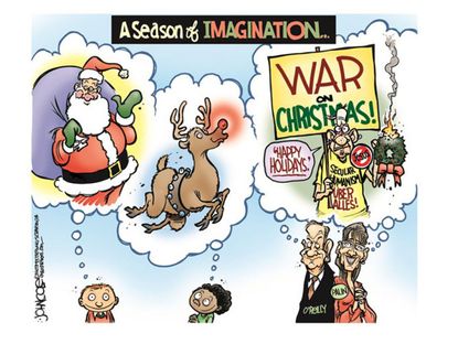 Political cartoon war on Christmas Palin