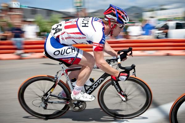 Newly-crowned US national criterium champion John Murphy en route to second in the stage.