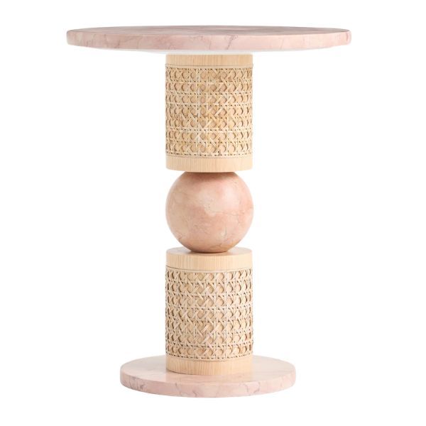 Anthropologie, Canelia Marble and Rattan Side Table