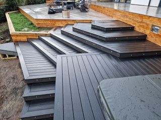 Cascading decking steps with led lights