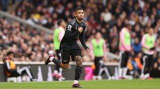 Gabriel Jesus of Arsenal comes on as a substitute during the Premier League match between Fulham and Arsenal at Craven Cottage on March 12, 2023 in London, United Kingdom.