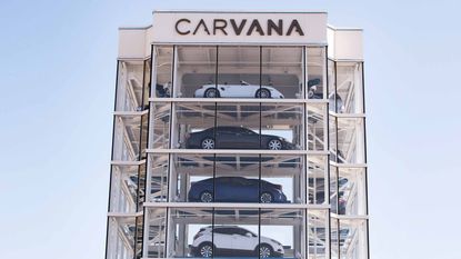 carvana building with cars in window like a vending machine