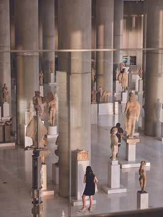 ancient greek statues at the acropolis museum