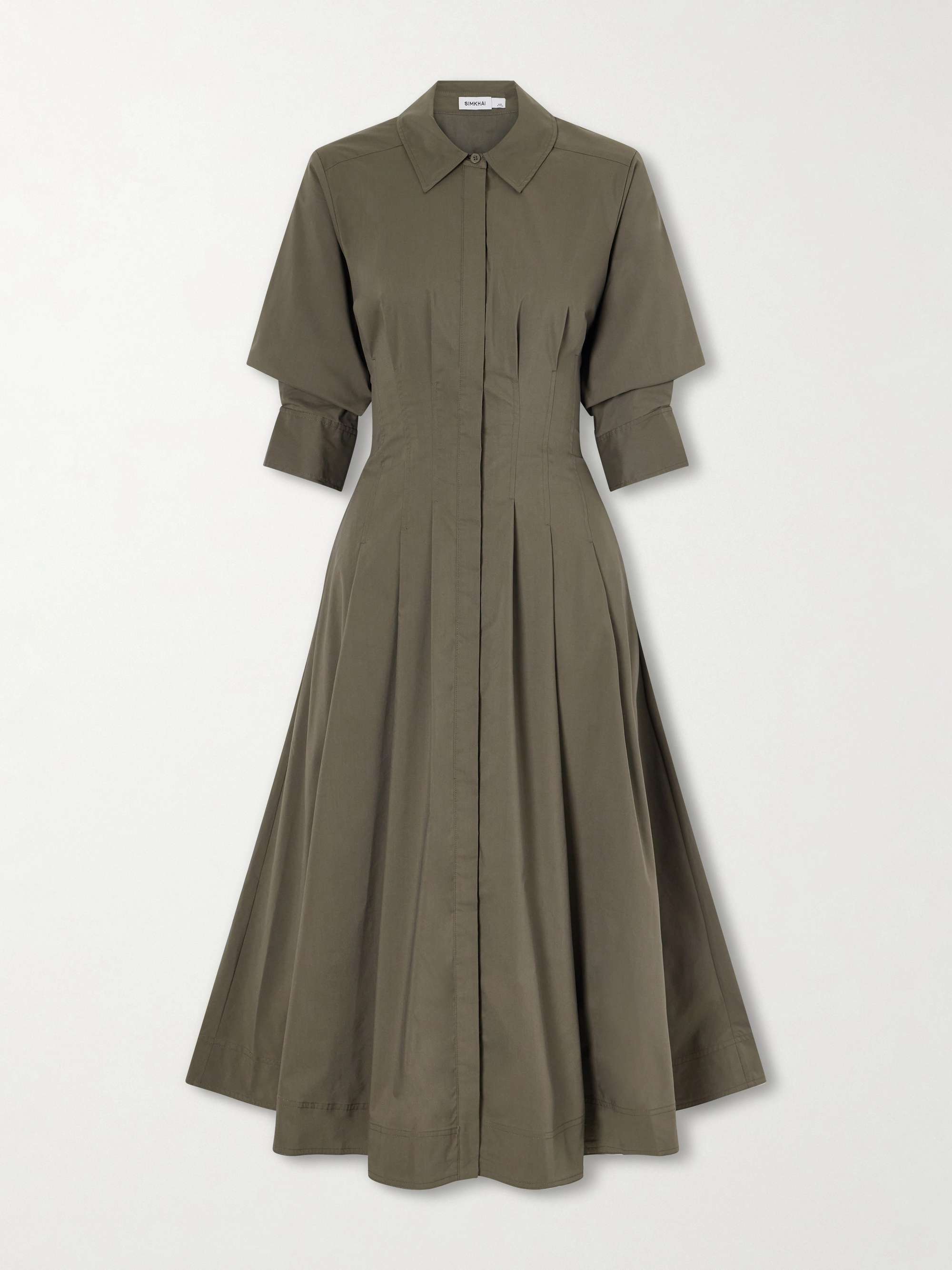 Jazz Pintucked Cotton-Blend Poplin Midi Shirt Dress