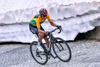 Egan Bernal attacks on the final climb during stage 7 at Tour de Suisse