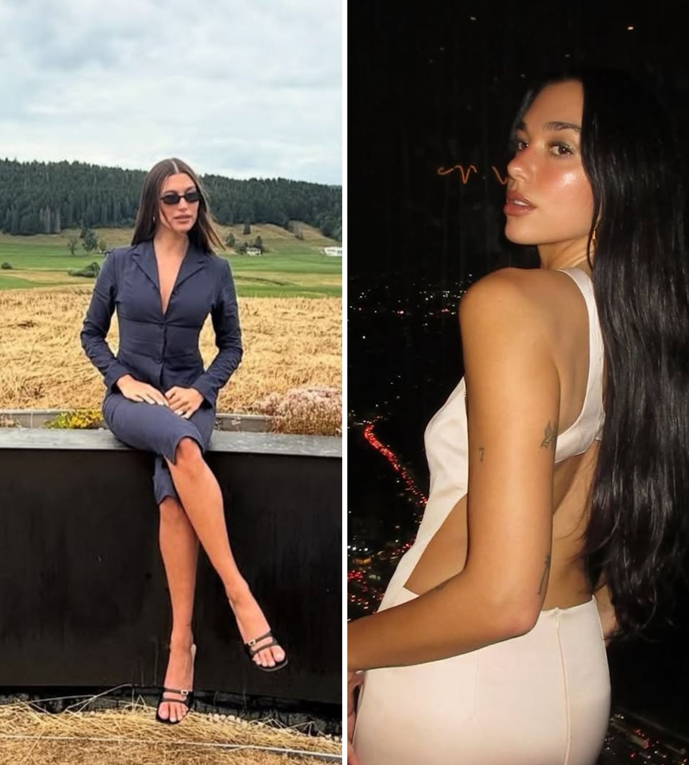 hailey bieber and dua lipa wearing alfie paris clothing