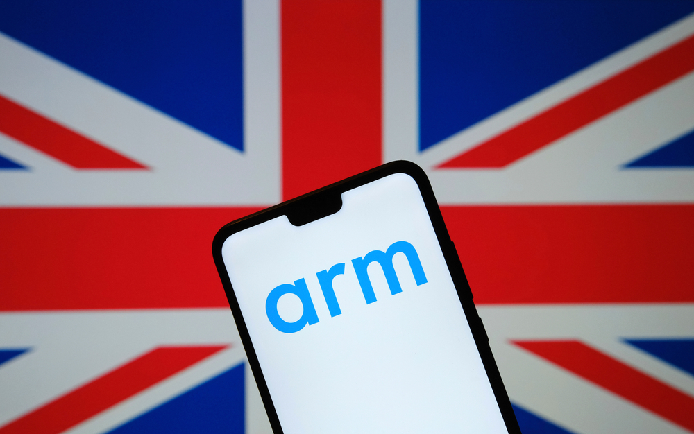 Stock image of the Union Flag and Arm brand