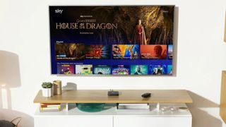 Sky Stream on wooden TV cabinet