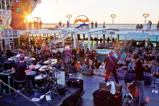 John Lodge plays the pool deck