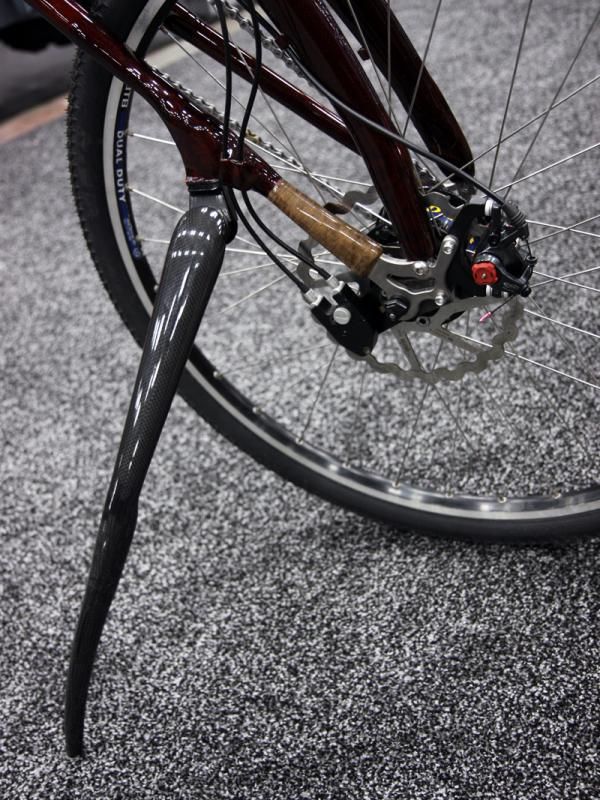 The kickstand began life as a basic Greenfield model but was upgraded with the remnants of an Alpha Q and a Time carbon fiber fork.