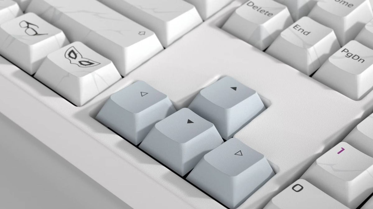 Close up of the Persona 30th Anniversary HYTE keycaps set.