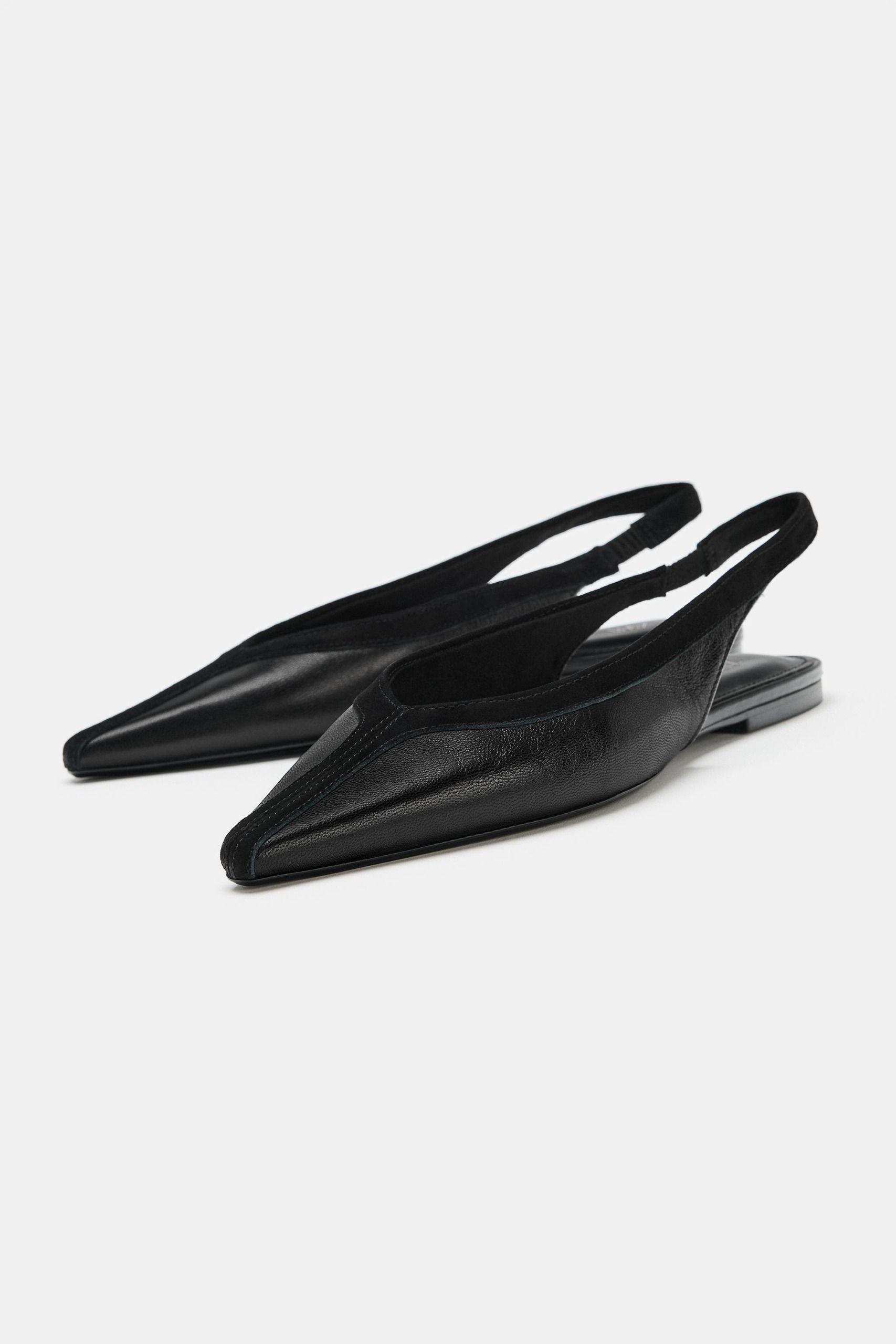 Leather Slingback Shoes - Black - 5