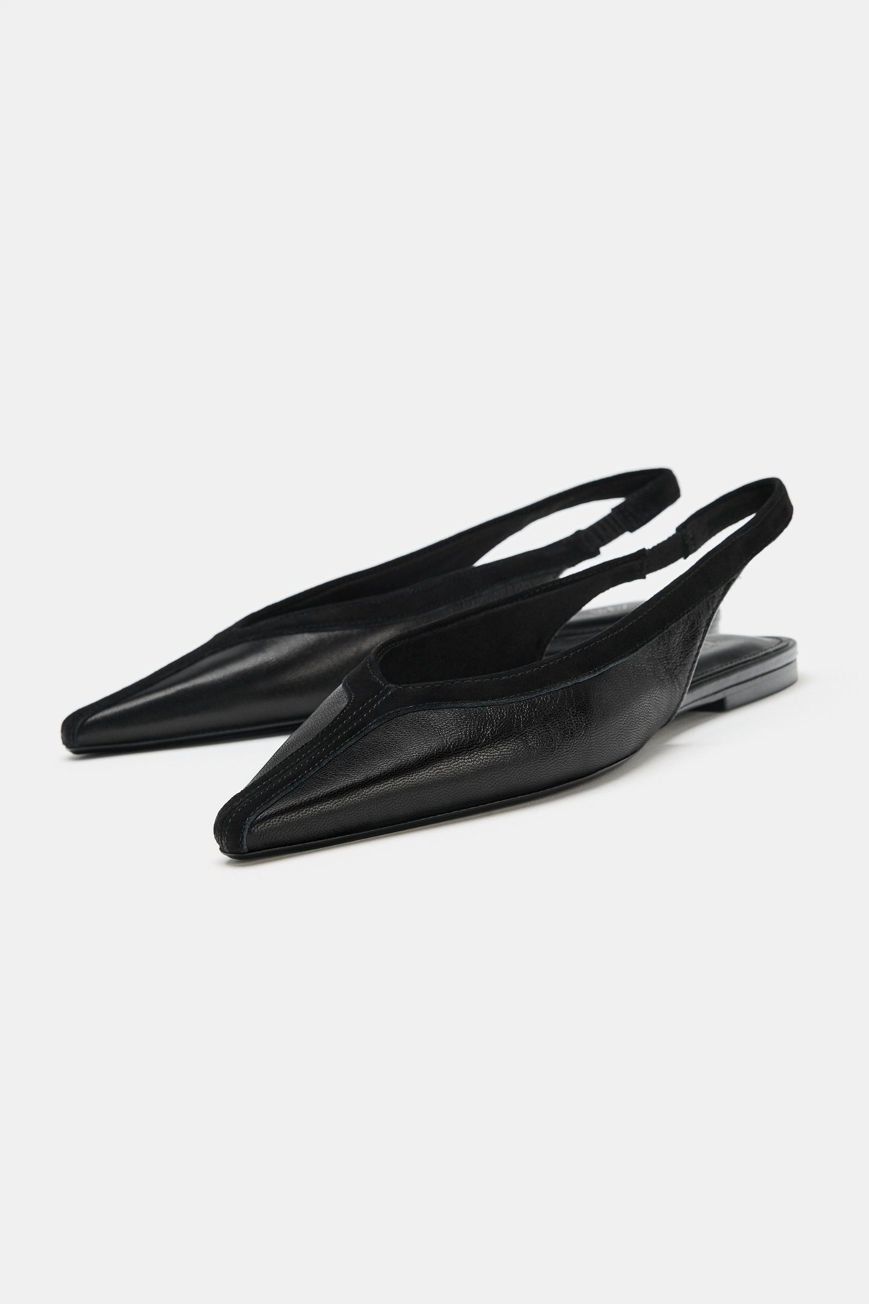 Leather Slingback Shoes - Black - 5