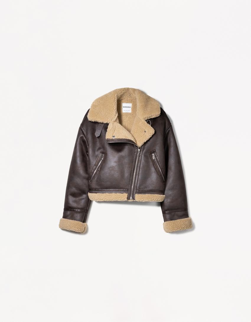 Faux Shearling Biker Jacket