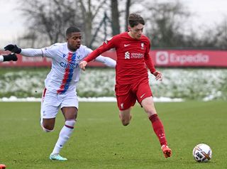 Liverpool youngster Luke Chambers playing against Crystal Palace's youth team