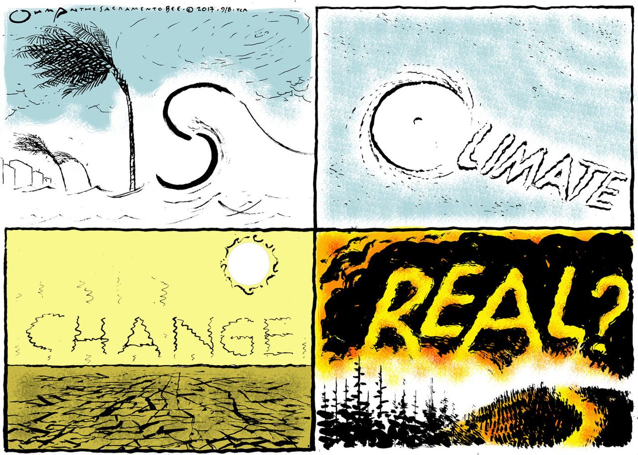 Editorial cartoon World hurricane climate change denial