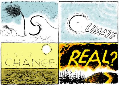 Editorial cartoon World hurricane climate change denial