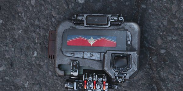 Captain Marvel Pager at the end of Avengers Infinity War