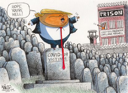 Political Cartoon U.S. Trump coronavirus Ghislaine Maxwell