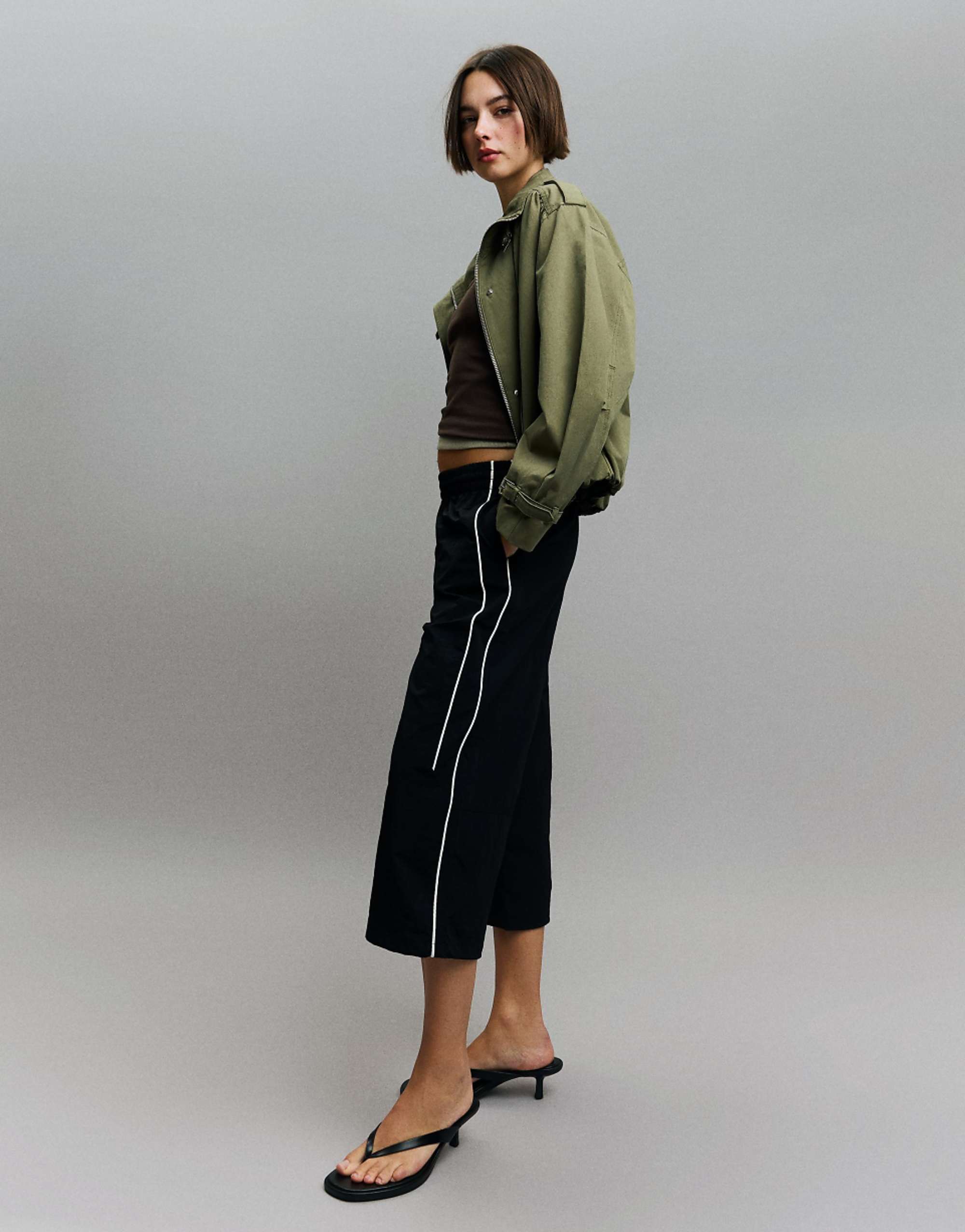 Bershka Technical Capris With Stoppers in Black