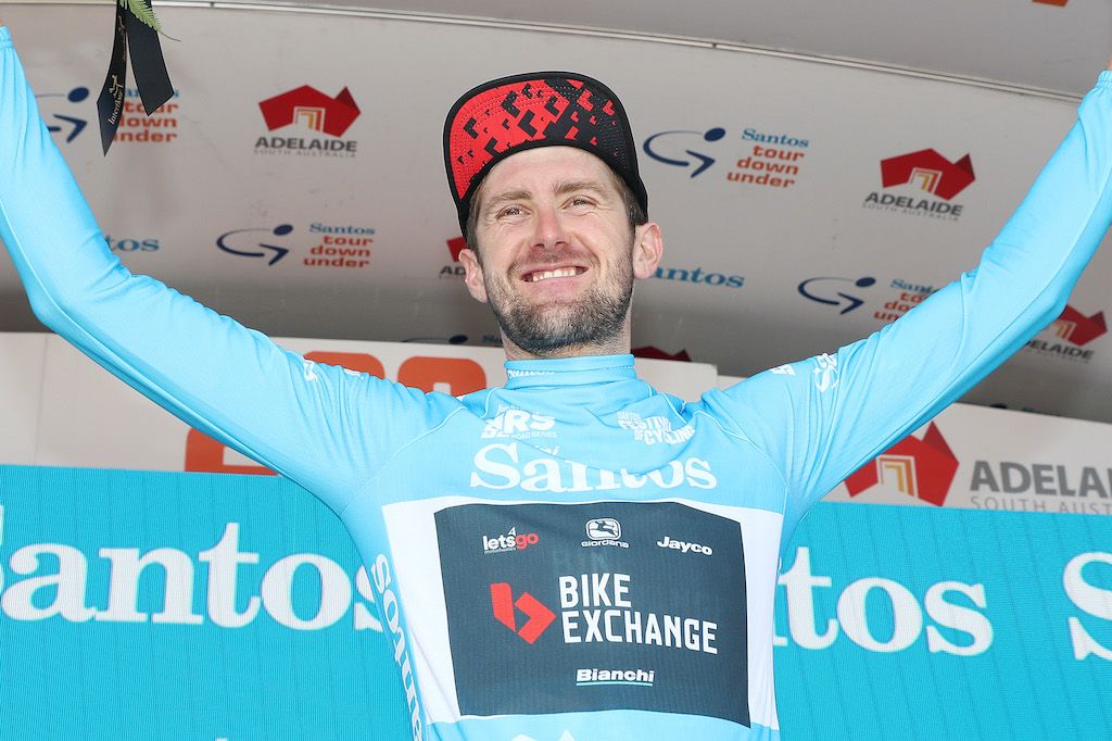 Luke Durbridge (Team BikeExchange) in the overall leader jersey of the Santos Festival of Cycling after stage 3 