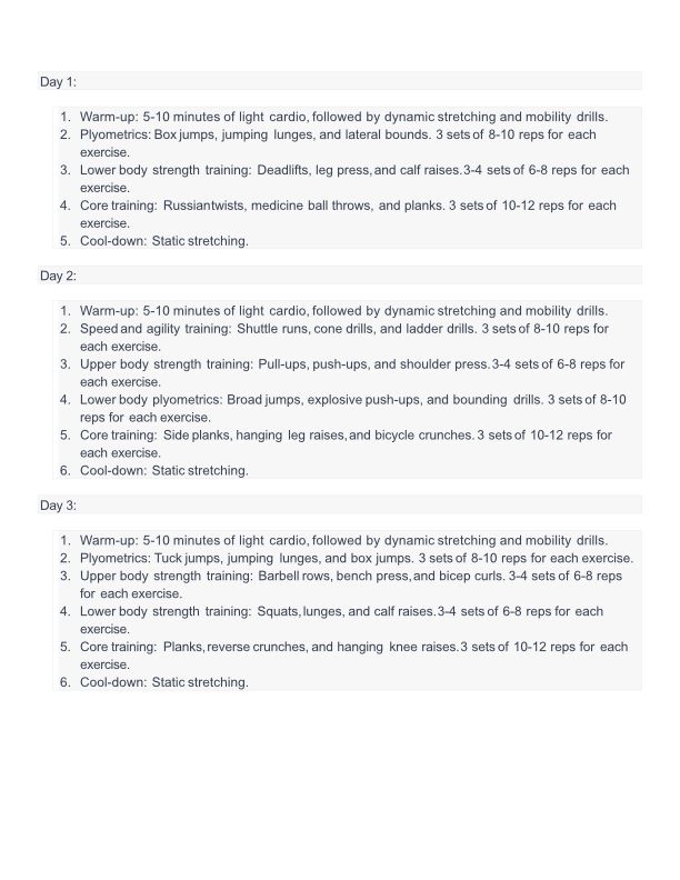 Workout plan created with ChatGPT