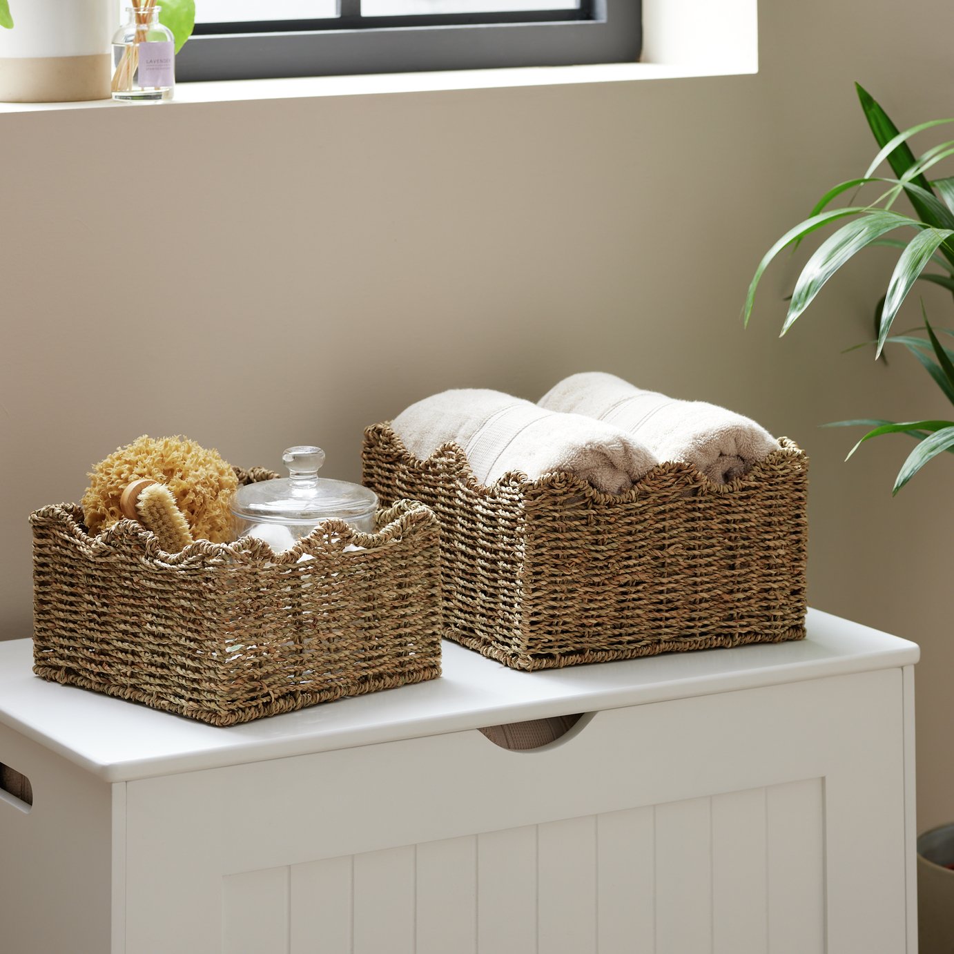 Habitat Pack of 2 Seagrass Wave Storage Basket - Natural