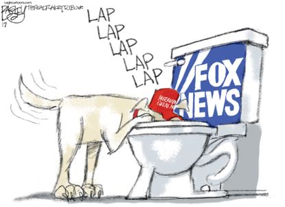 Political Cartoon U.S. Fox news toilet