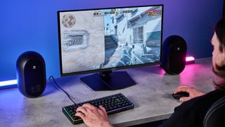 An MSI MPG 272URX QD-OLED gaming monitor