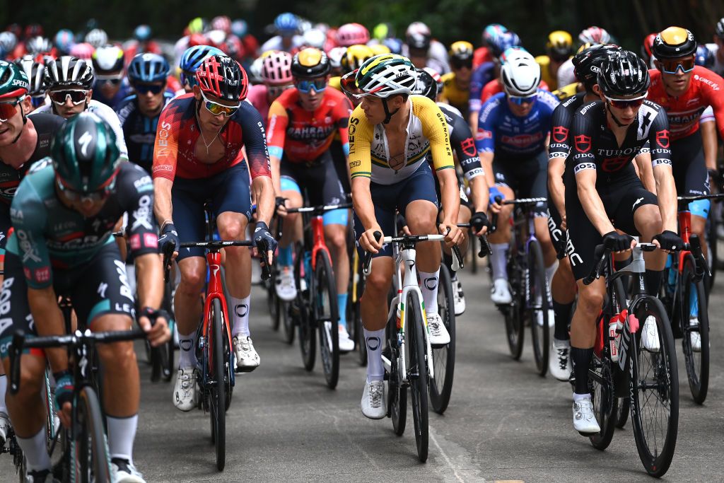 NANNING CHINA OCTOBER 14 LR Luke Rowe of Great Britain and Lucas Plapp of Australia and Team INEOS Grenadiers compete during the 4th GreeTour of Guangxi 2023 Stage 3 a 1343km stage from Nanning to Nanning UCIWT on October 14 2023 in Nanning China Photo by Tim de WaeleGetty Images