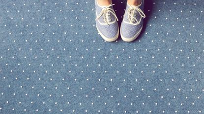 Blue spotty carpet with blue spotty shoes