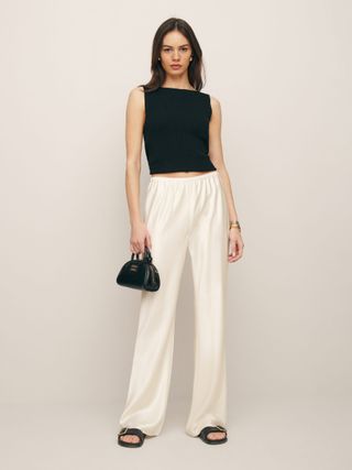 Gale Satin Mid Rise Bias Pant