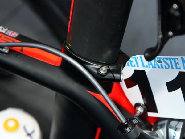 A closer look at the tidy seatpost clamp on the Specialized McLaren Venge.