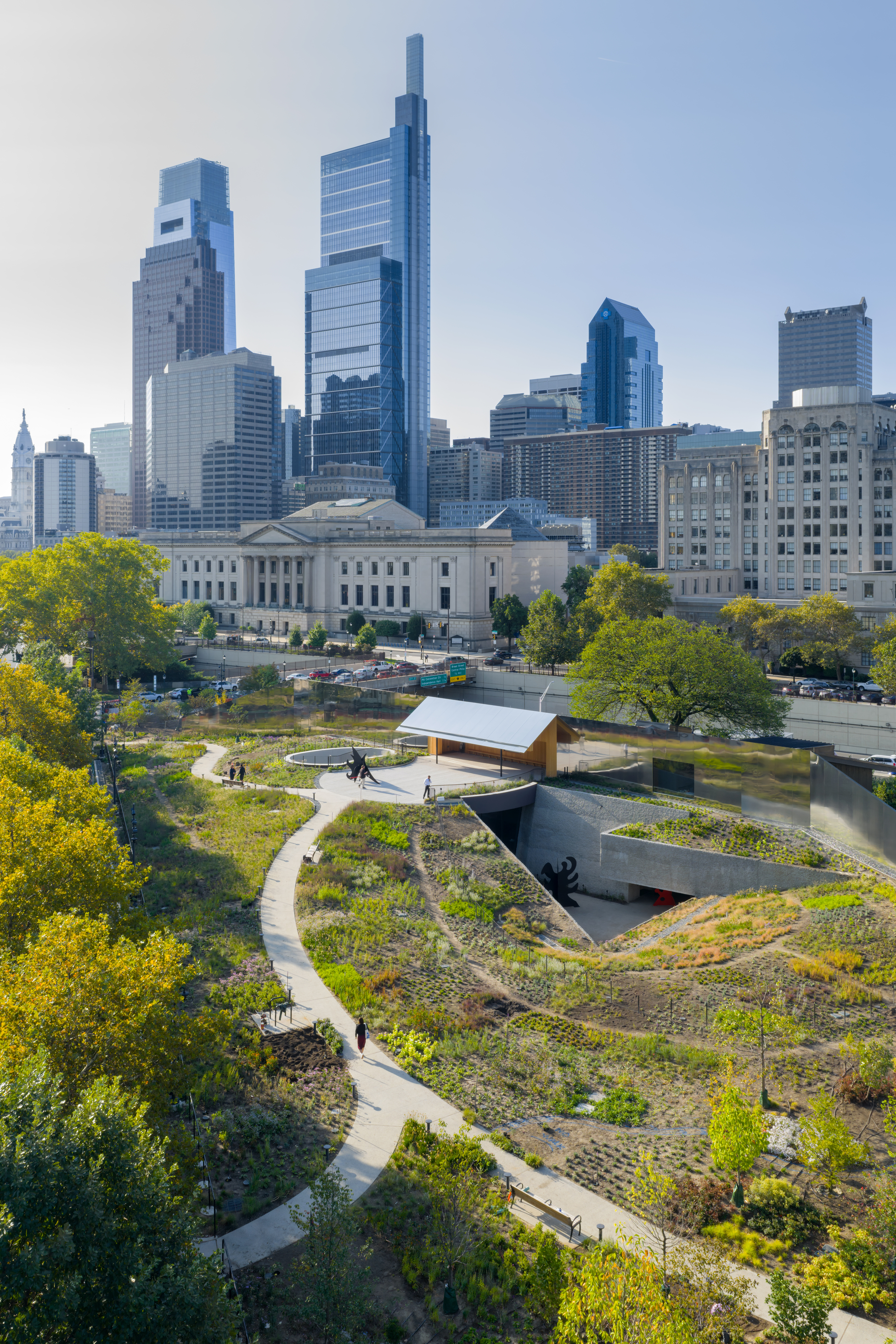 views of newly opened Calder Gardens by Herzog and de Meuron with landscape design by Piet Oudolf