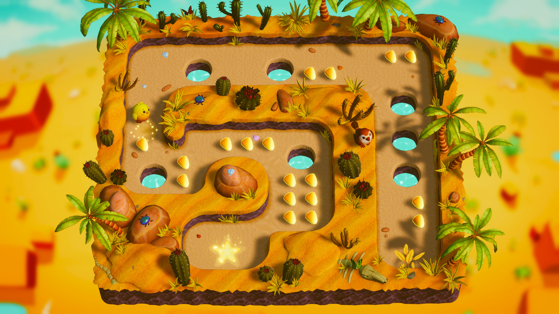 A screenshot of the upcoming Switch 2 game, Marupoyo: The Round Chick's Adventure