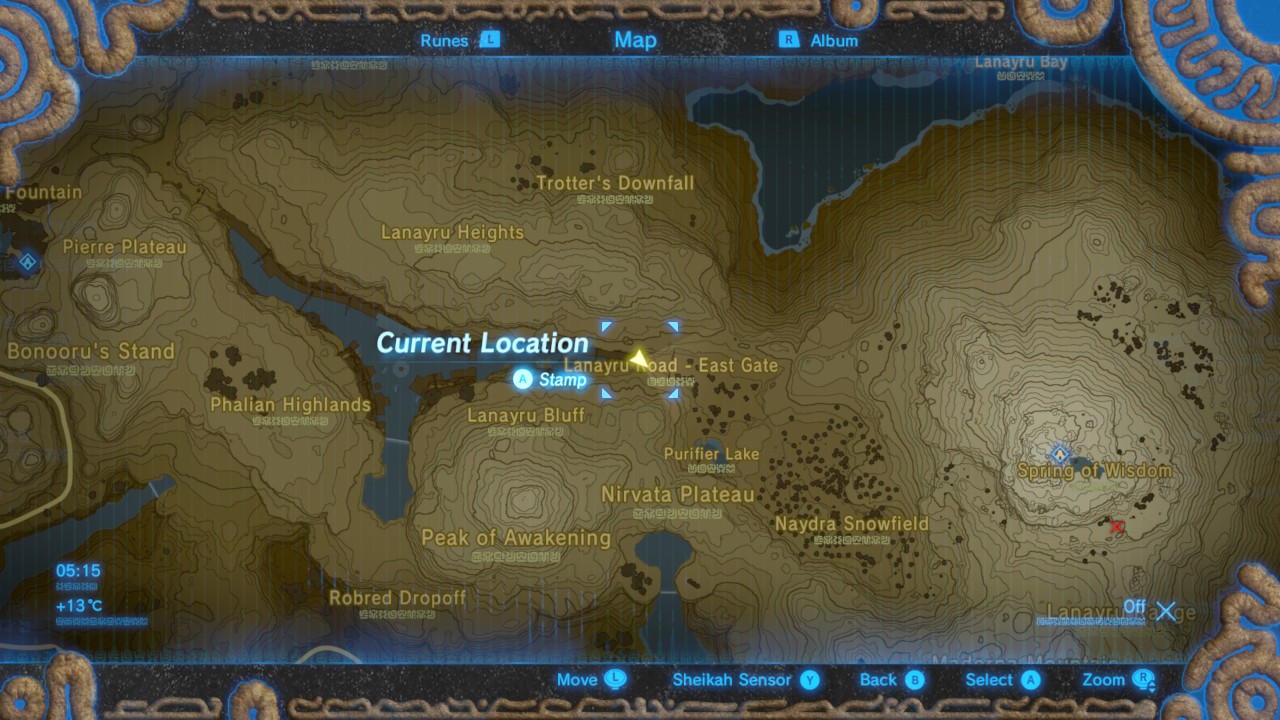 Minimized map location view for Lanayru Road Breath of the Wild Captured Memories collectible.