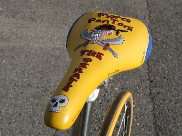 Selle Italia delivered custom embroidered Flite saddles to Marco Pantani.